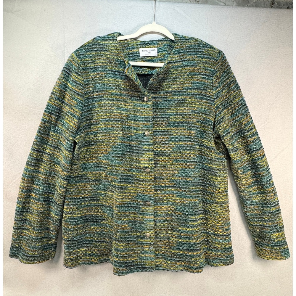 Vintage Grandmacore Textured Knit Cardigan Multicolor Alfred Dunner Size 18 USA